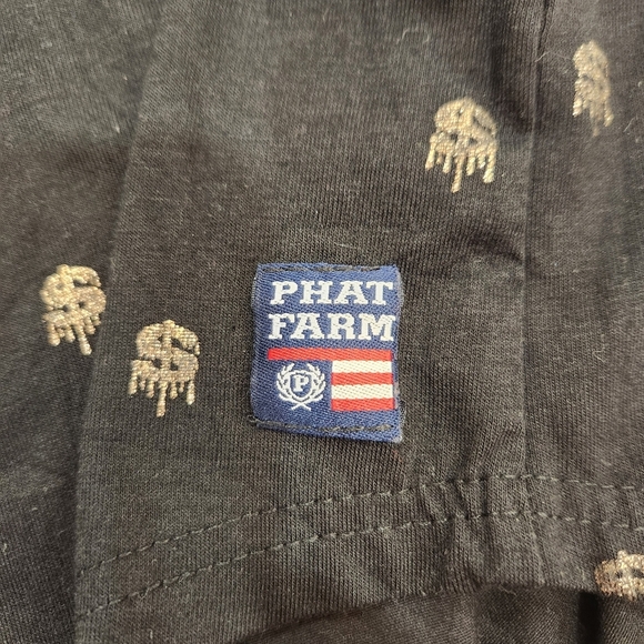 Phat Farm 3d Gold T-Shirt Mens XL Black Money Tee Y2K Relief Rare 90s Bling - Picture 4 of 10